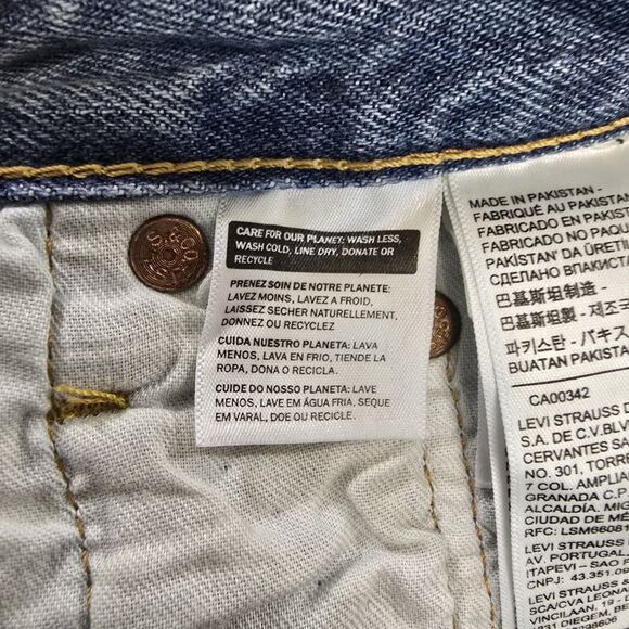 Levis 501 Original Fit Mens 40x30 Blue Jeans Stonewash Straight Leg Button Fly - Picture 9 of 15